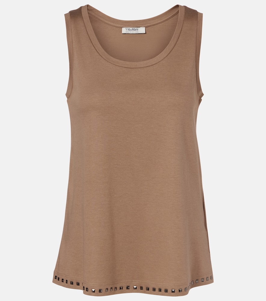 Furetto embellished cotton-blend tank top