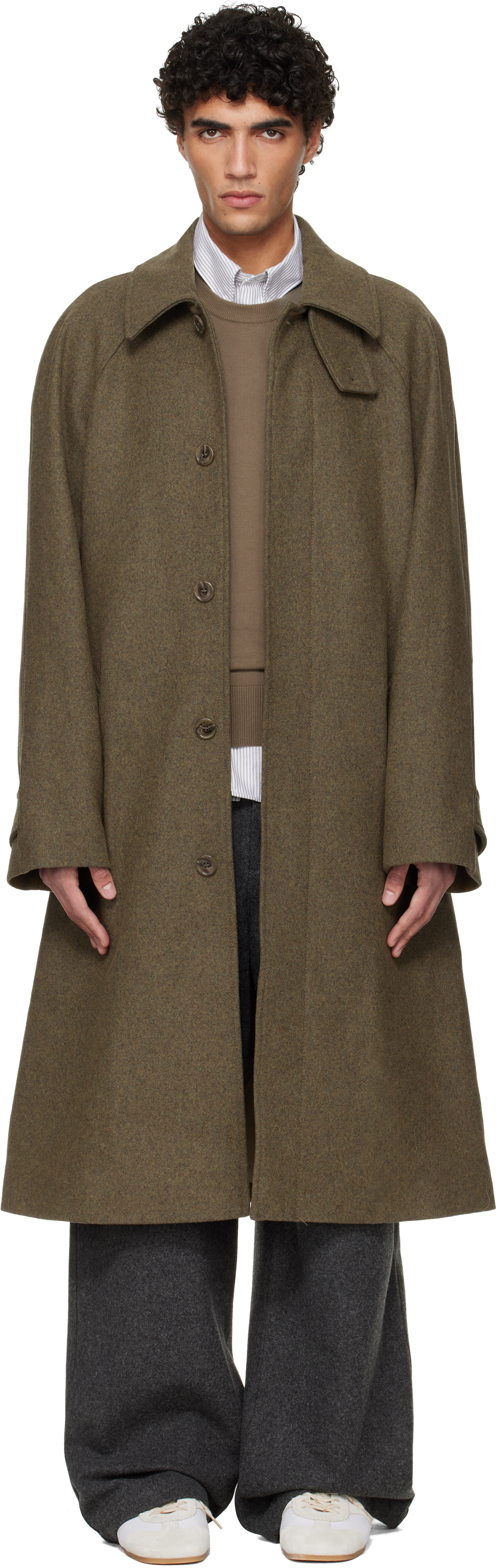 Khaki Raglan Sleeve Coat