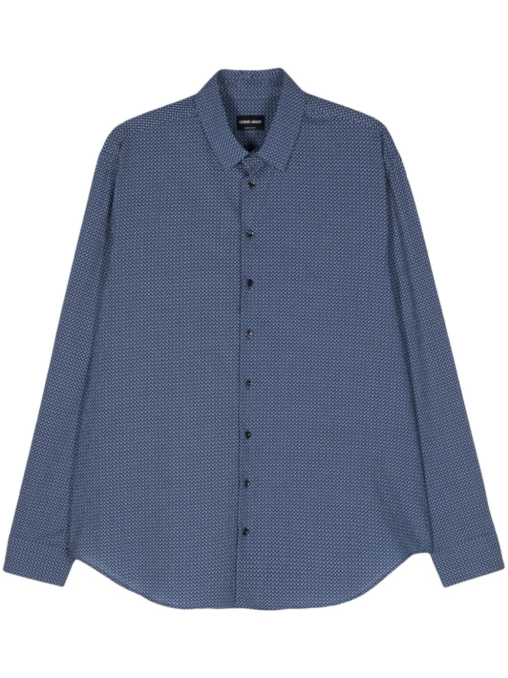 Graphic-print crinkled shirt - Blue