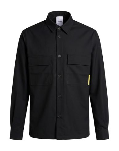 Man Shirt Black Size L Polyester, Wool, Elastane