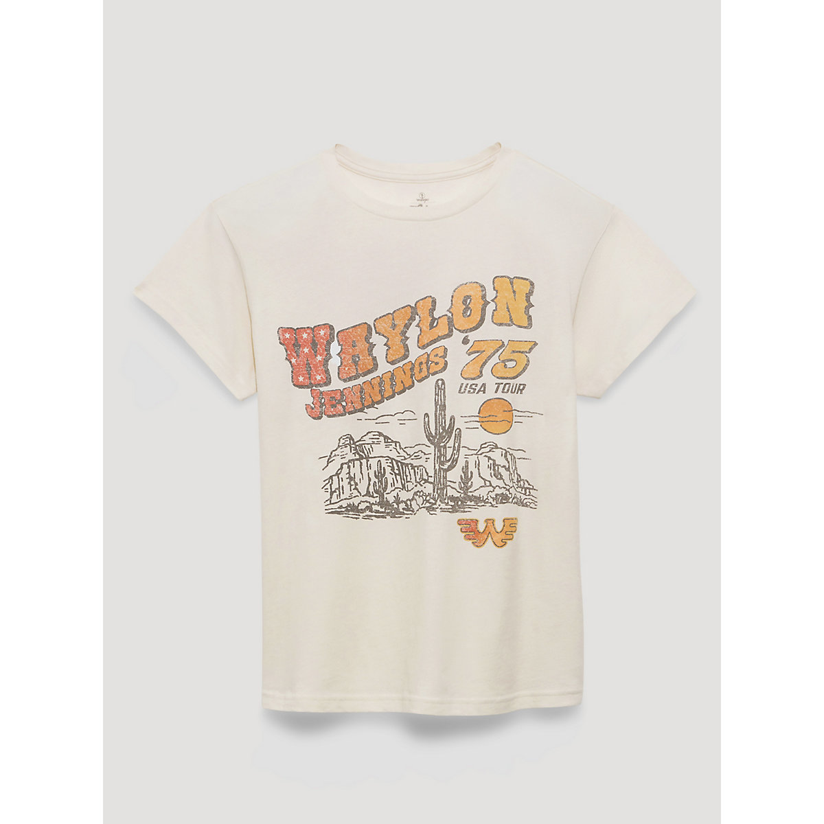 Waylon Jennings 75 Tour Retro Reg Dual Graphic Tee in Marshmallow