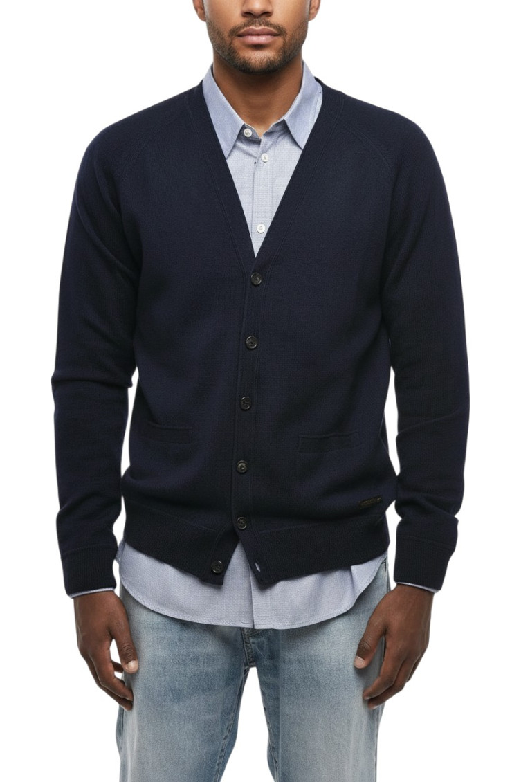 Dark Navy V Neck Cardigan