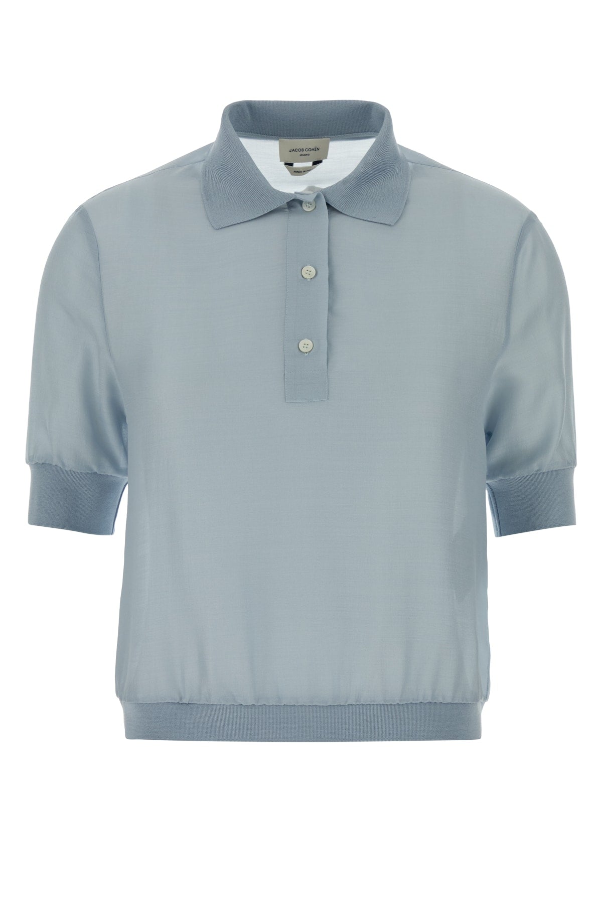 Wool-Silk Polo Sweater — Blue