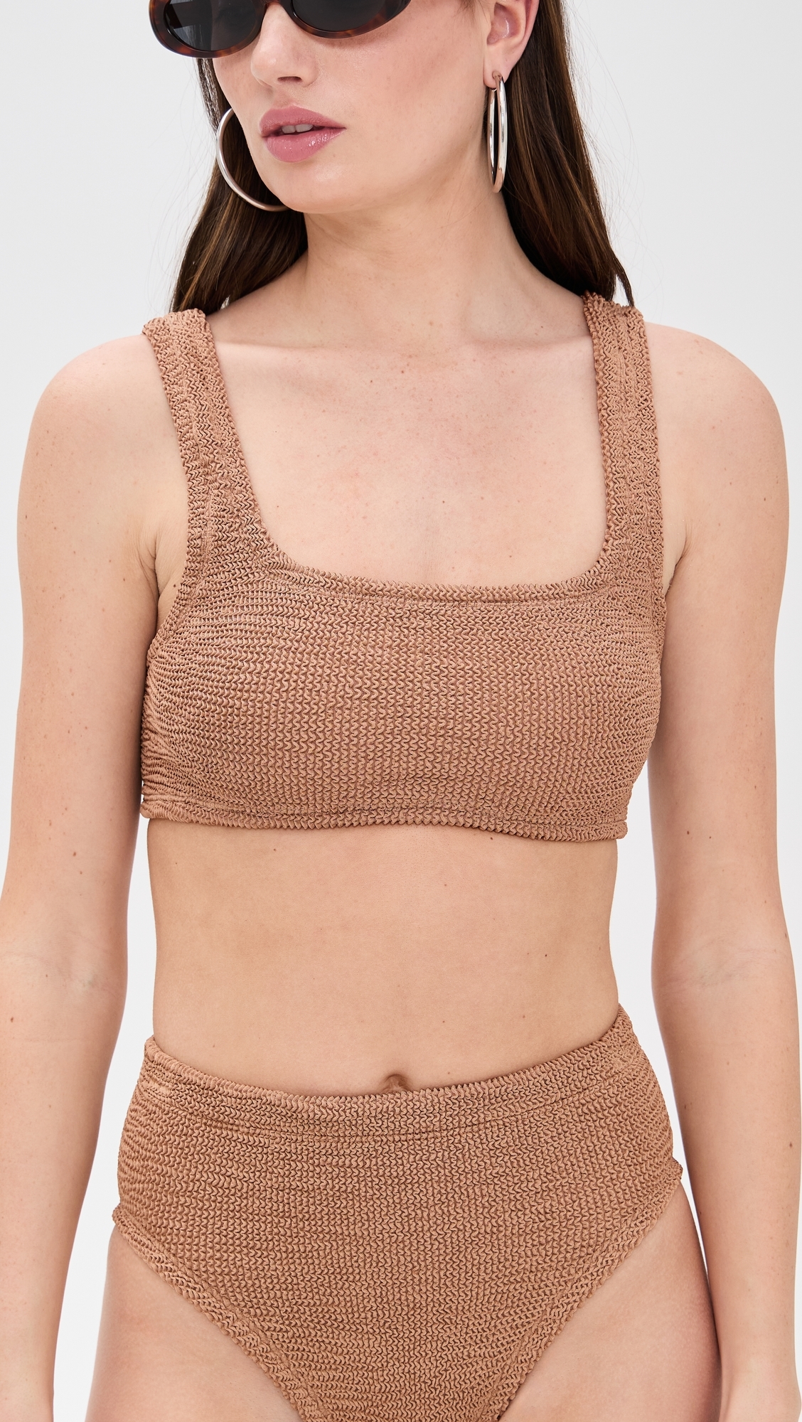 Hunza G Xandra Bikini Top Metallic Cocoa One Size