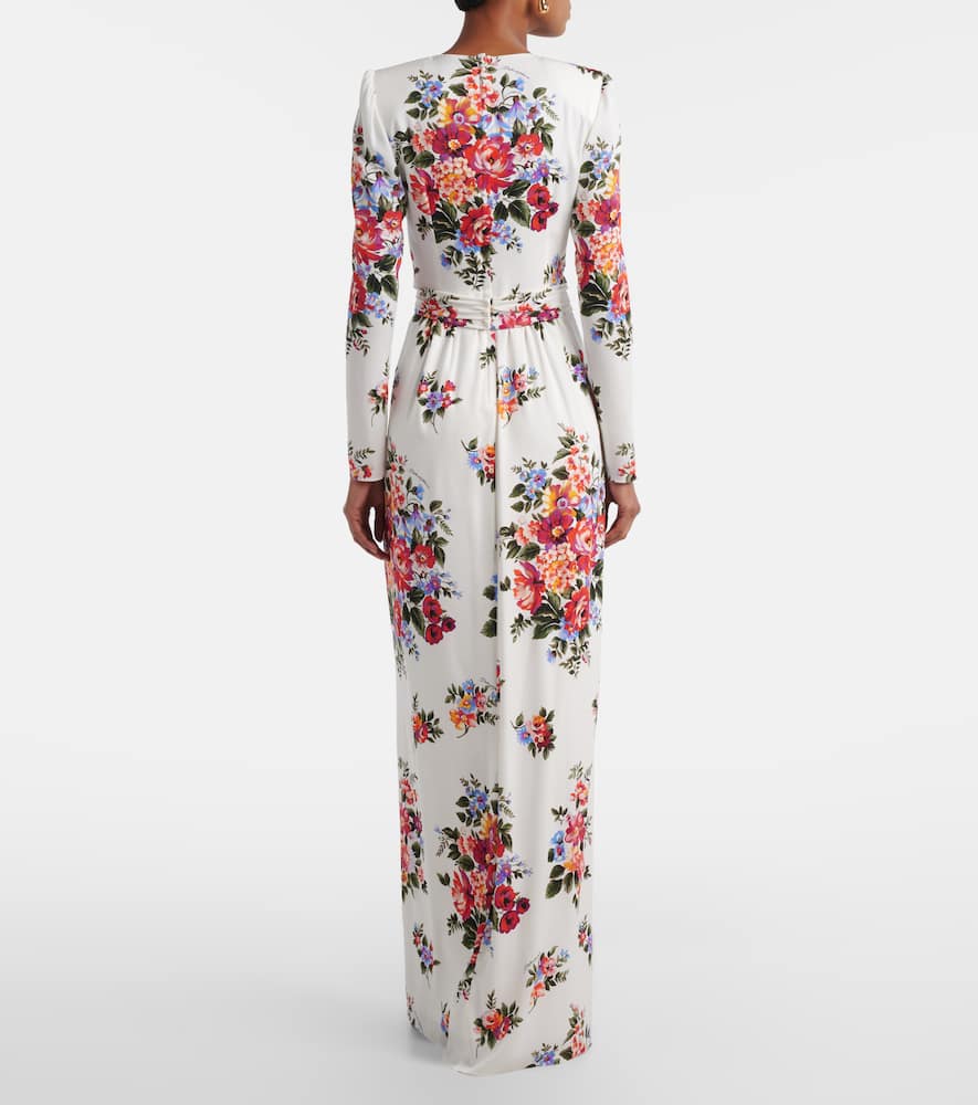 Floral silk-blend charmeuse gown