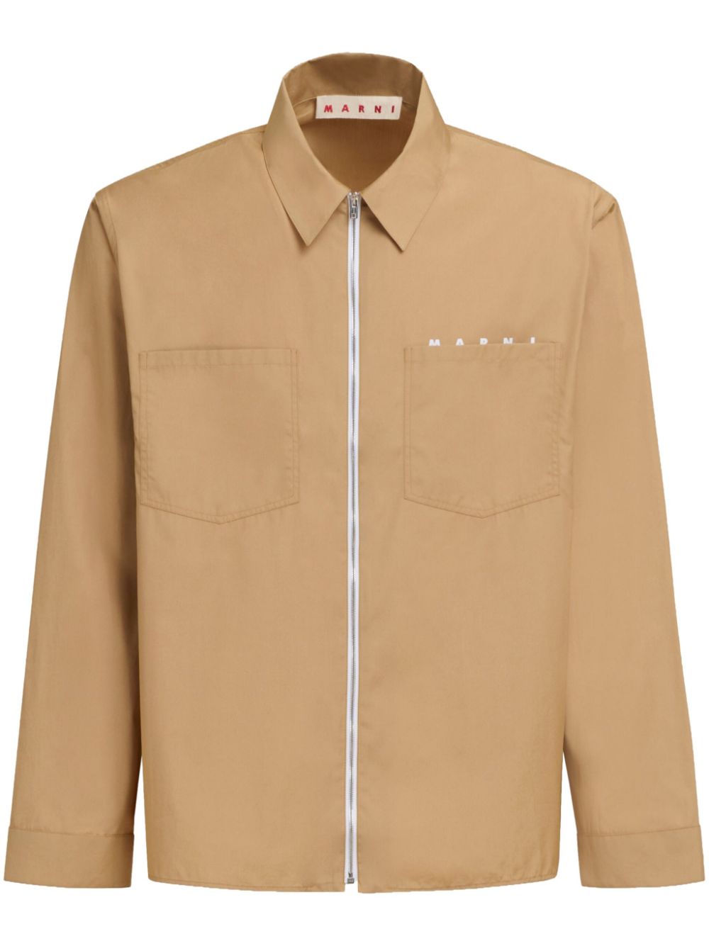 Logo-print cotton shirt jacket - Neutrals