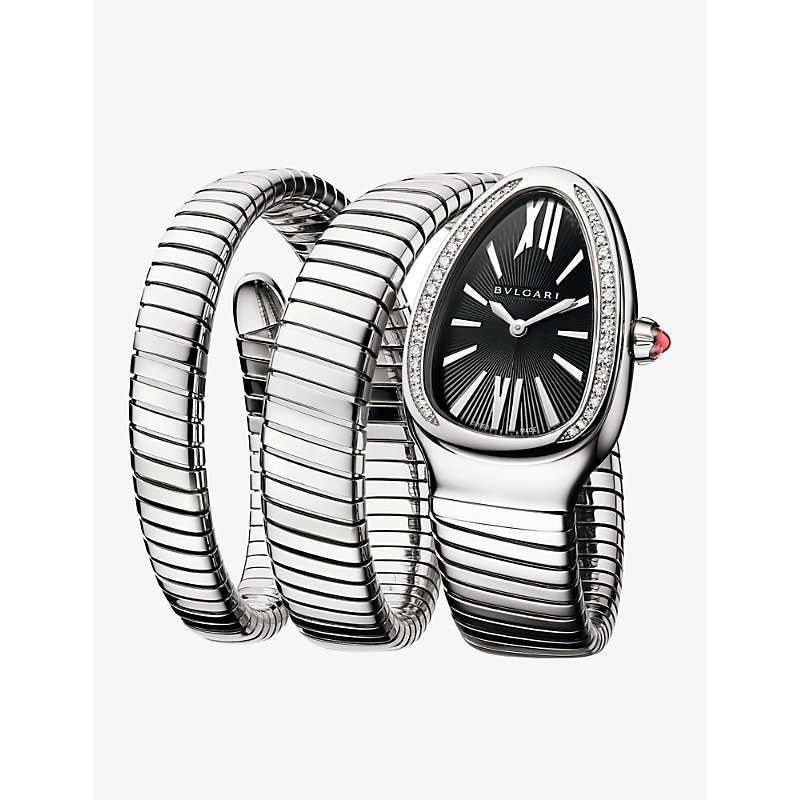 Stainless Steel SP35BSDS2T Serpenti Tubogas Stainless-steel and 0.29ct Diamond Quartz Watch 