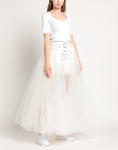 Ben Taverniti Unravel Project Woman Denim skirt White Size 24 Cotton, Polyamide