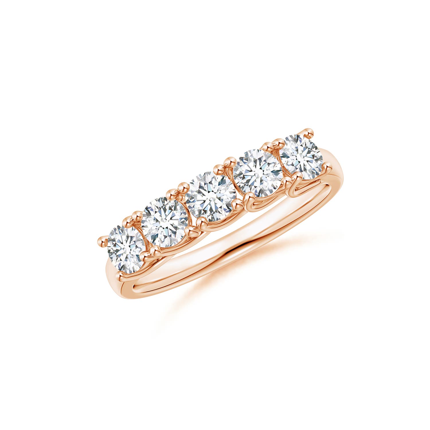 Angara 1.0 CTW Lab-Grown Half Eternity Five Stone Diamond Wedding Ring in 14K Rose Gold