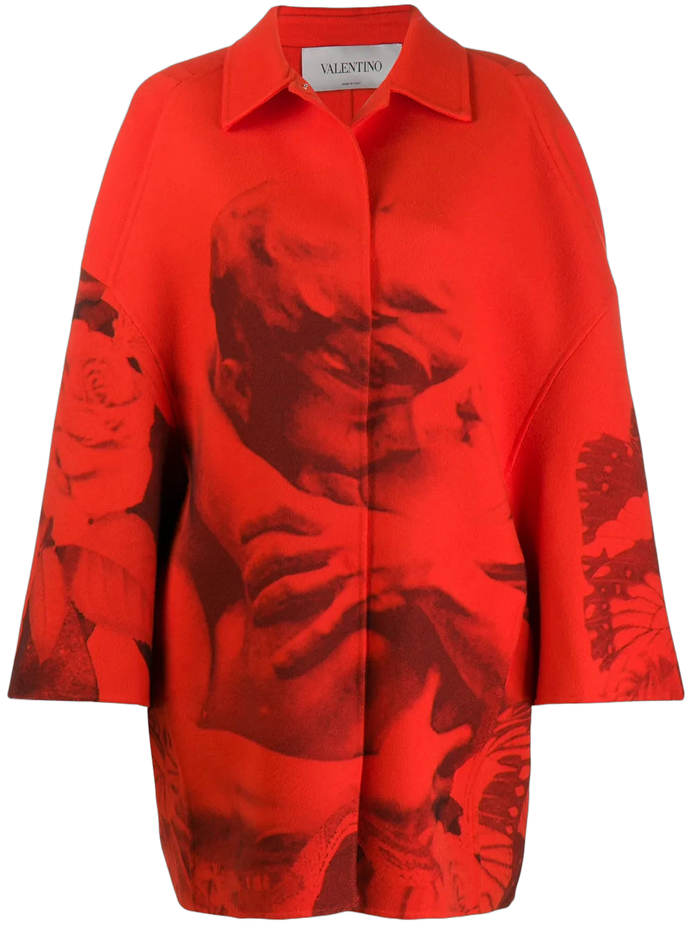 Lovers Print Oversized Coat — Red