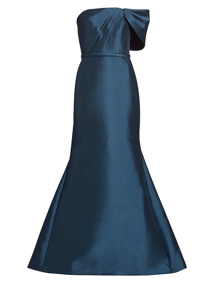 Women's Pleated Taffeta Strapless Gown - French Blue