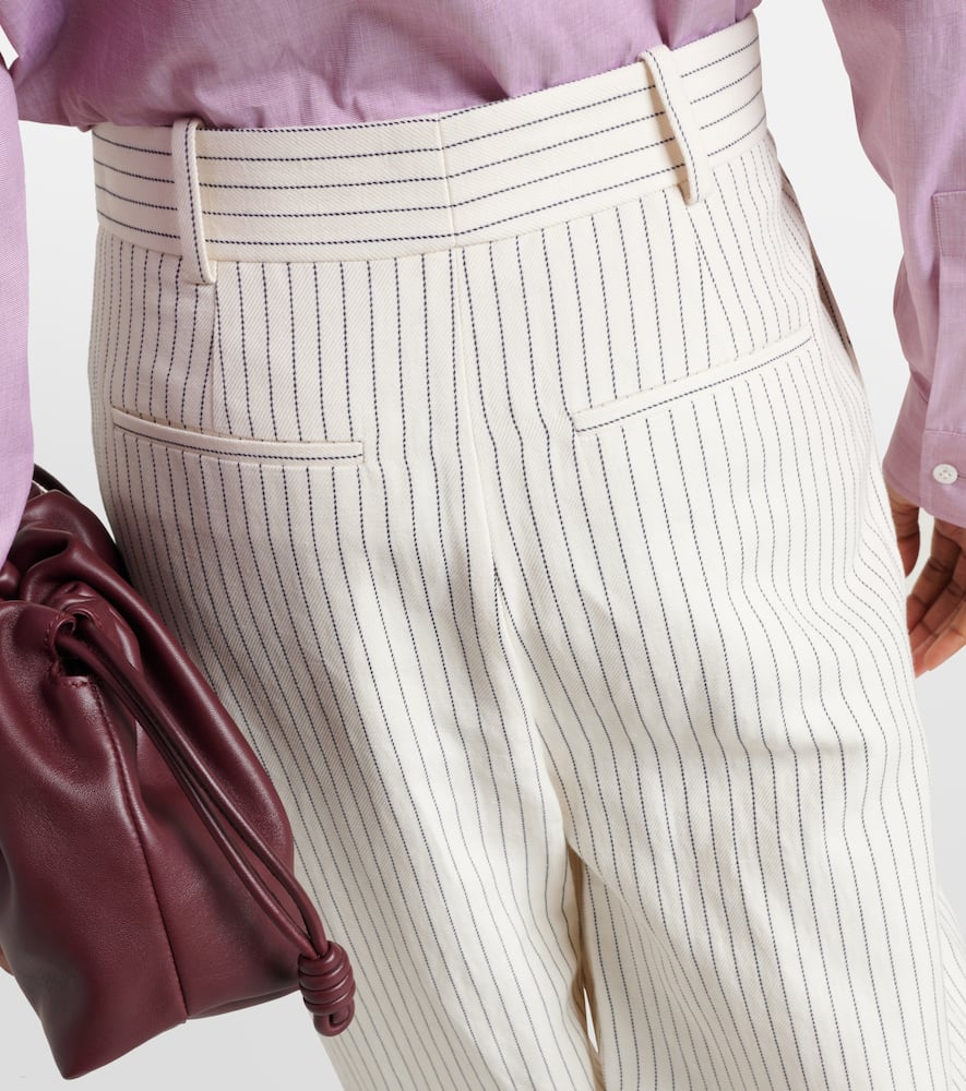 Mid-rise cotton and linen wide-leg pants