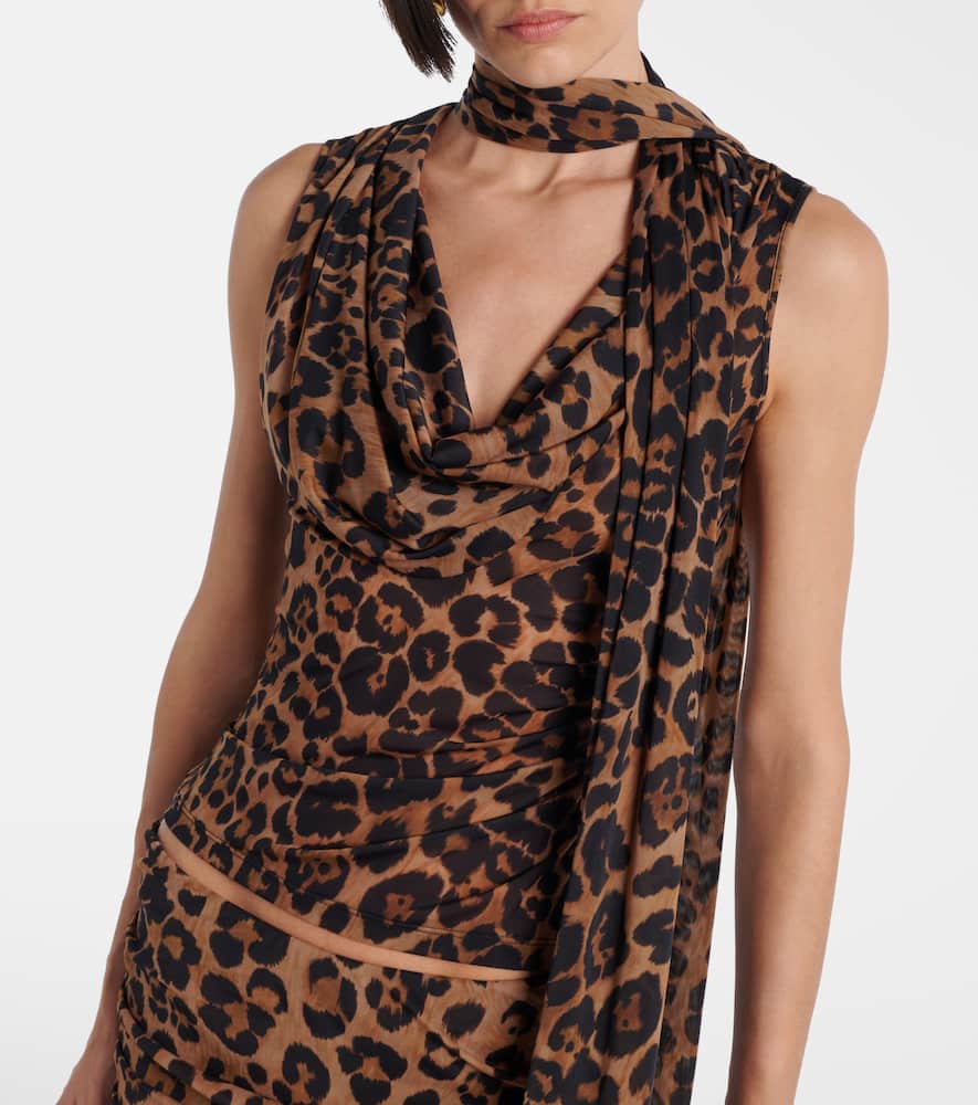 Leopard-printed jersey top