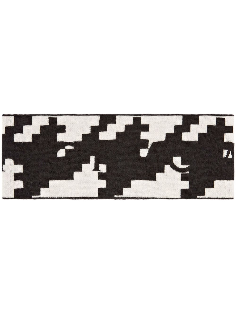 Houndstooth-print logo head band - White