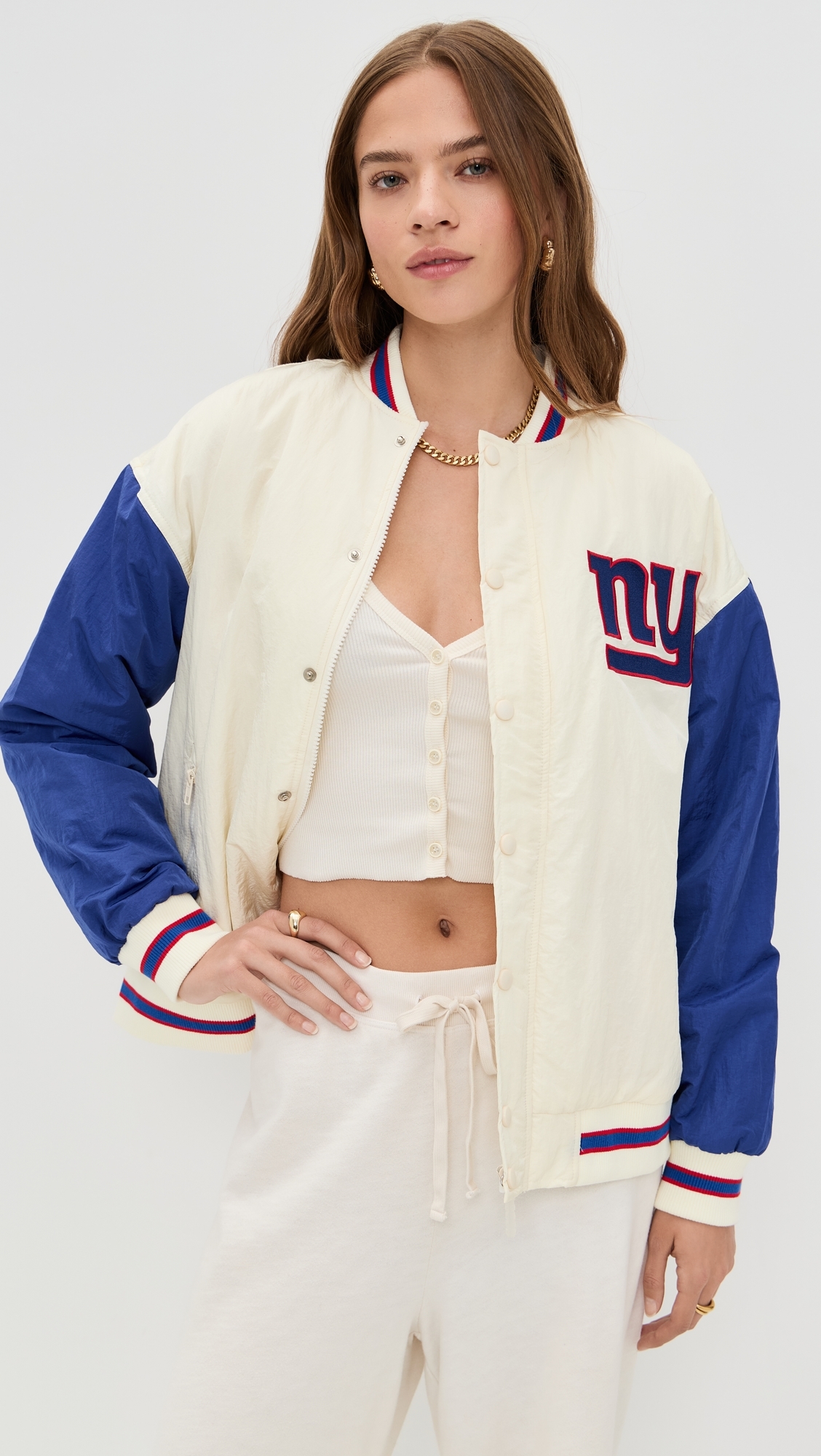 NY Giants Colorblock Bomber Jacket NY Giants Sugar Swizzle/Blue