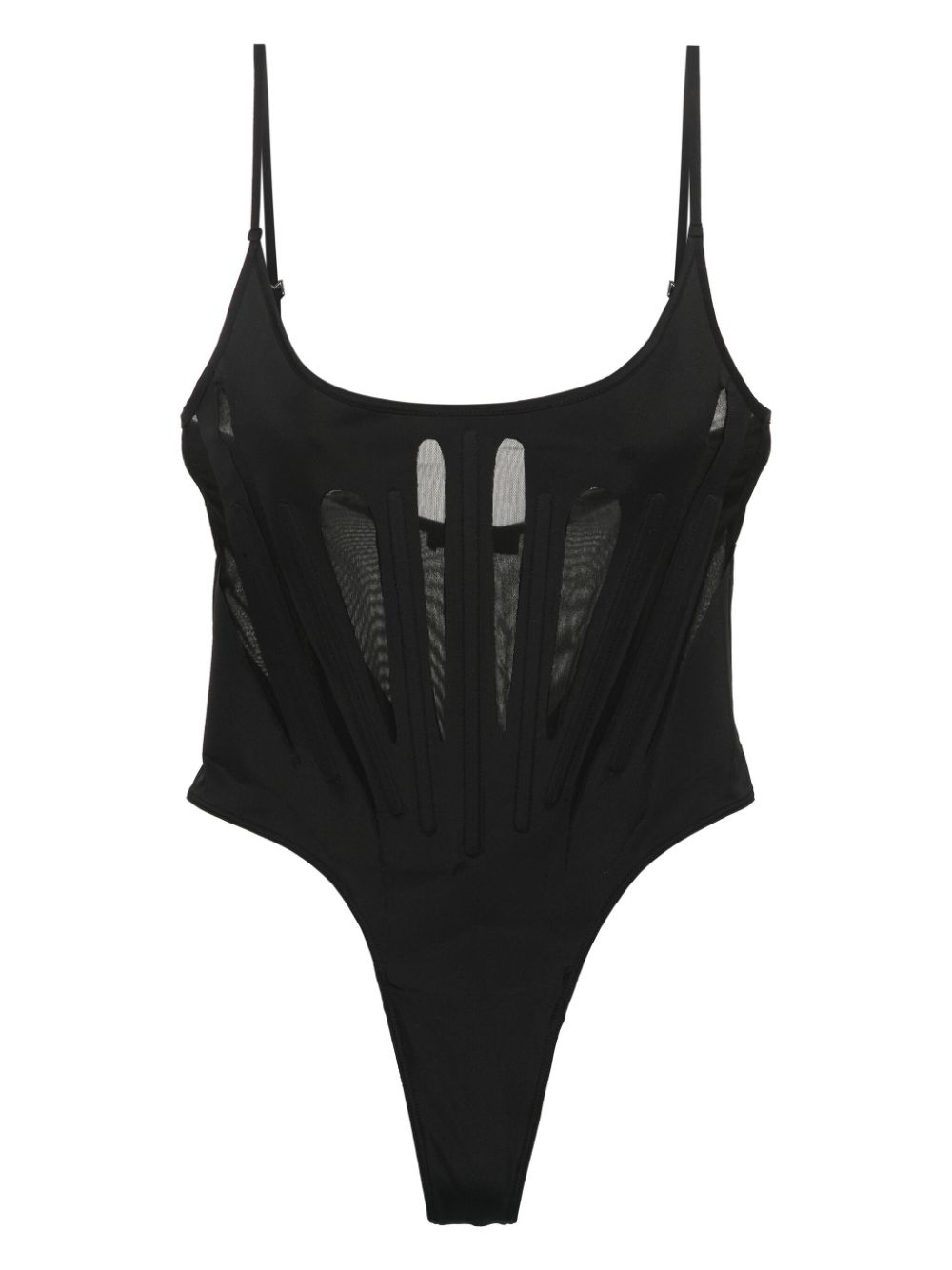 Semi-sheer thong swimsuit - White