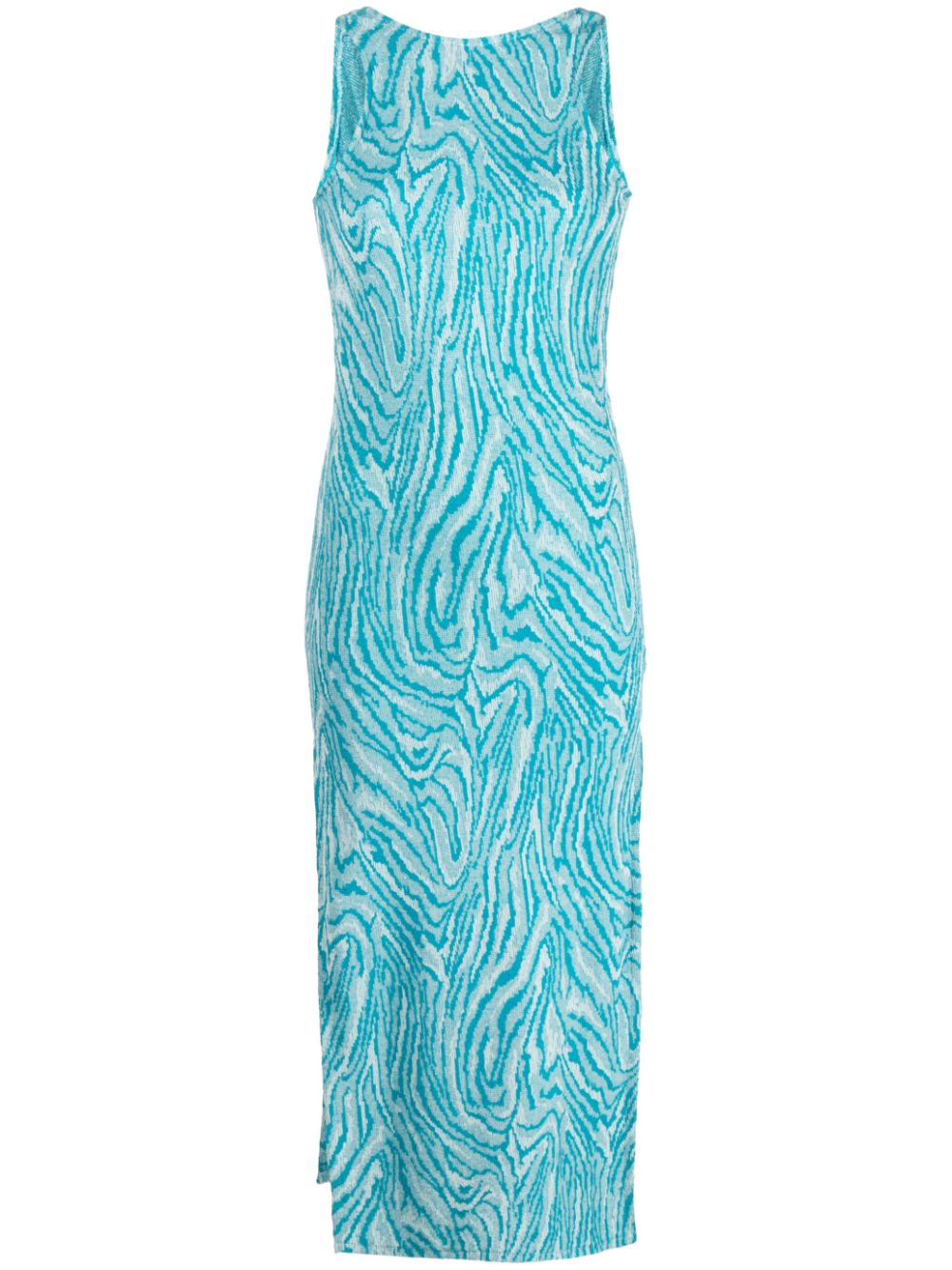 Sleeveless knitted midi dress - Blue