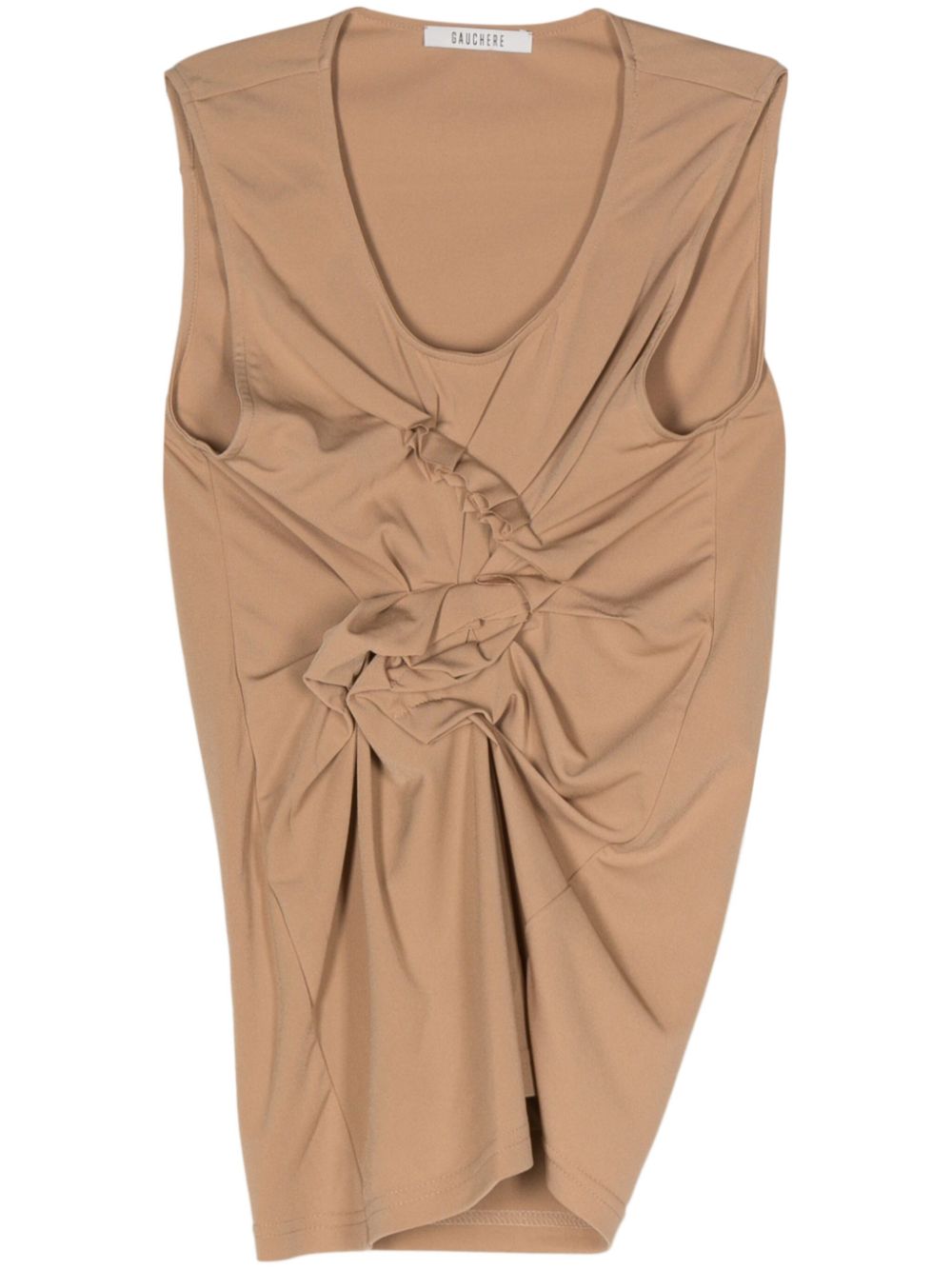 Ruffle-detail sleeveless top - Neutrals