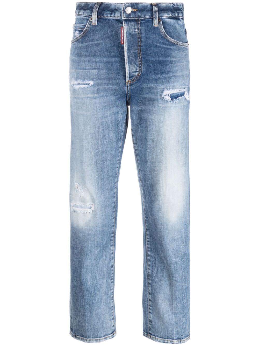 High-rise straight-leg jeans - Blue