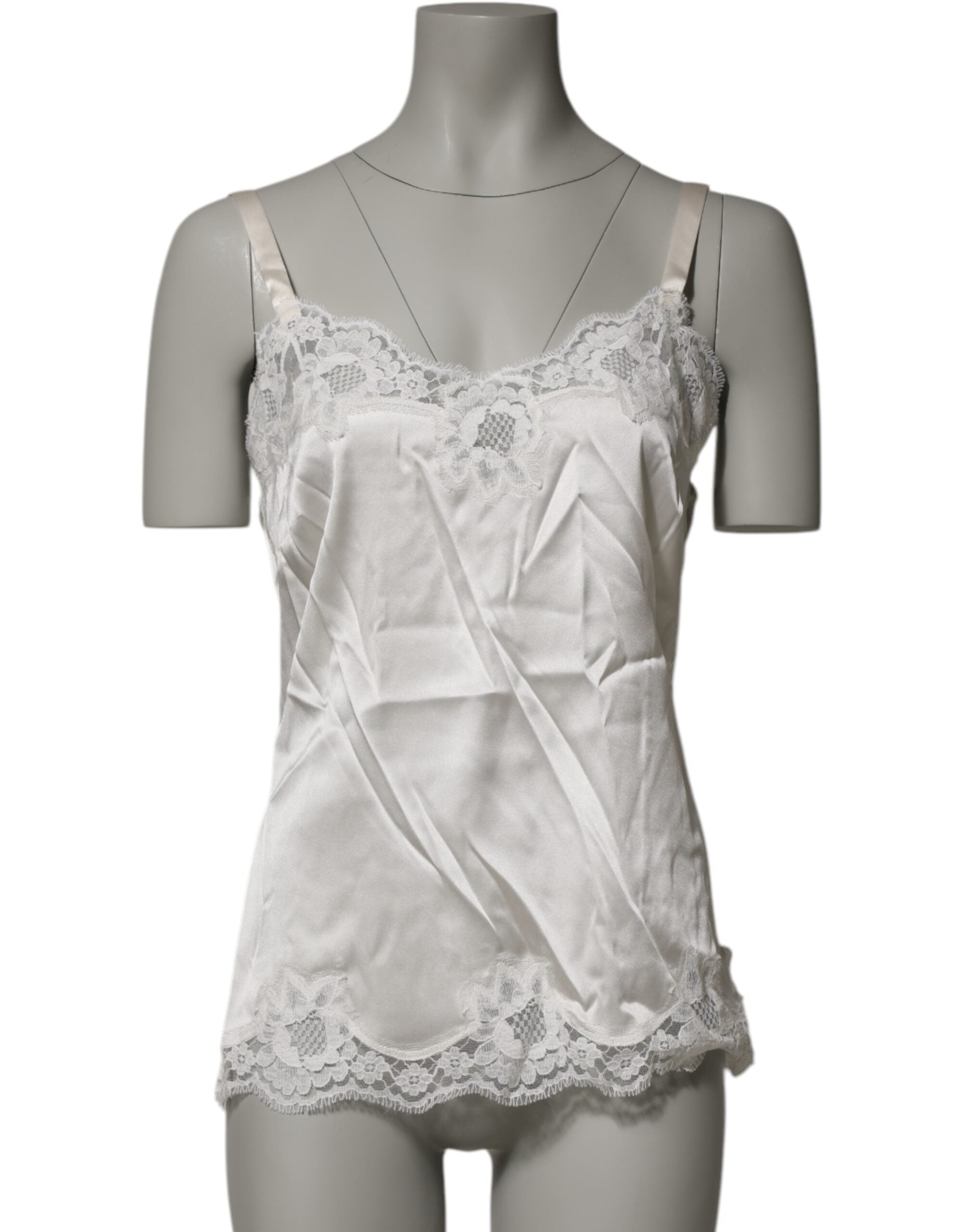 Lace-Trim Tank Top — White