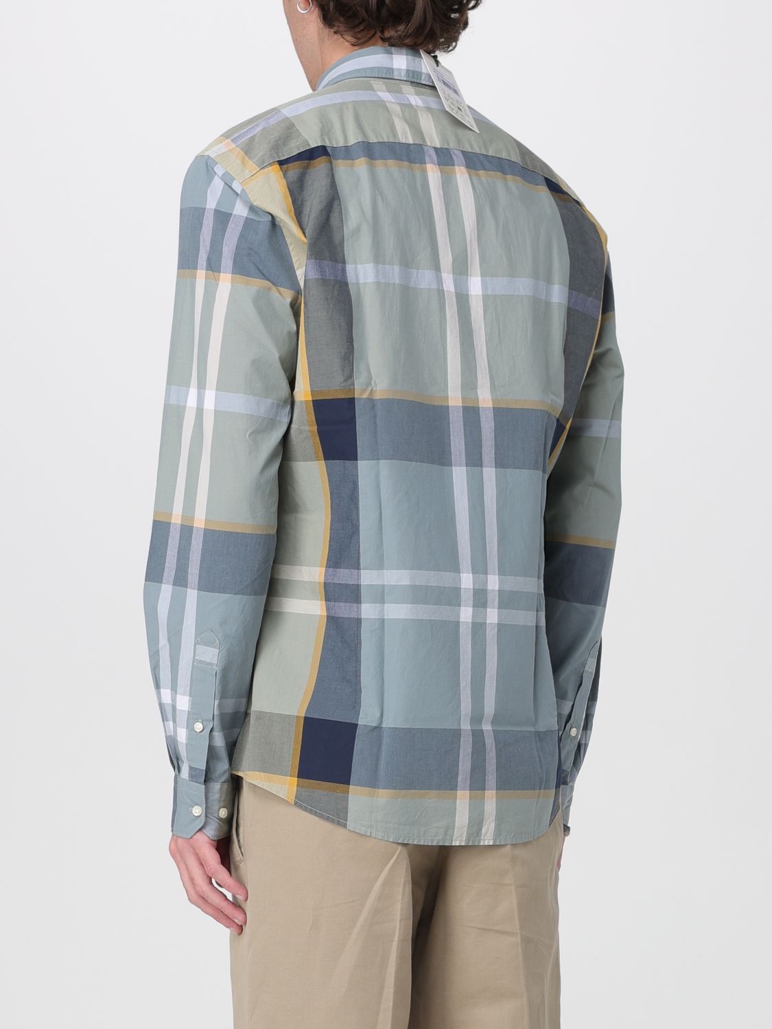 Long-sleeve plaid cotton shirt - Neutrals