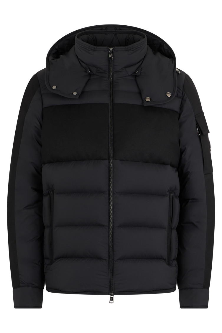 Black Quilted Hooded Jacket