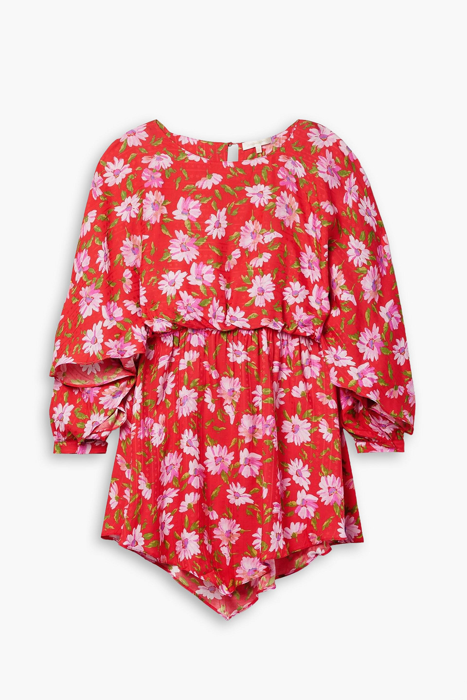 Anila asymmetric printed satin-jacquard mini dress - Red - S