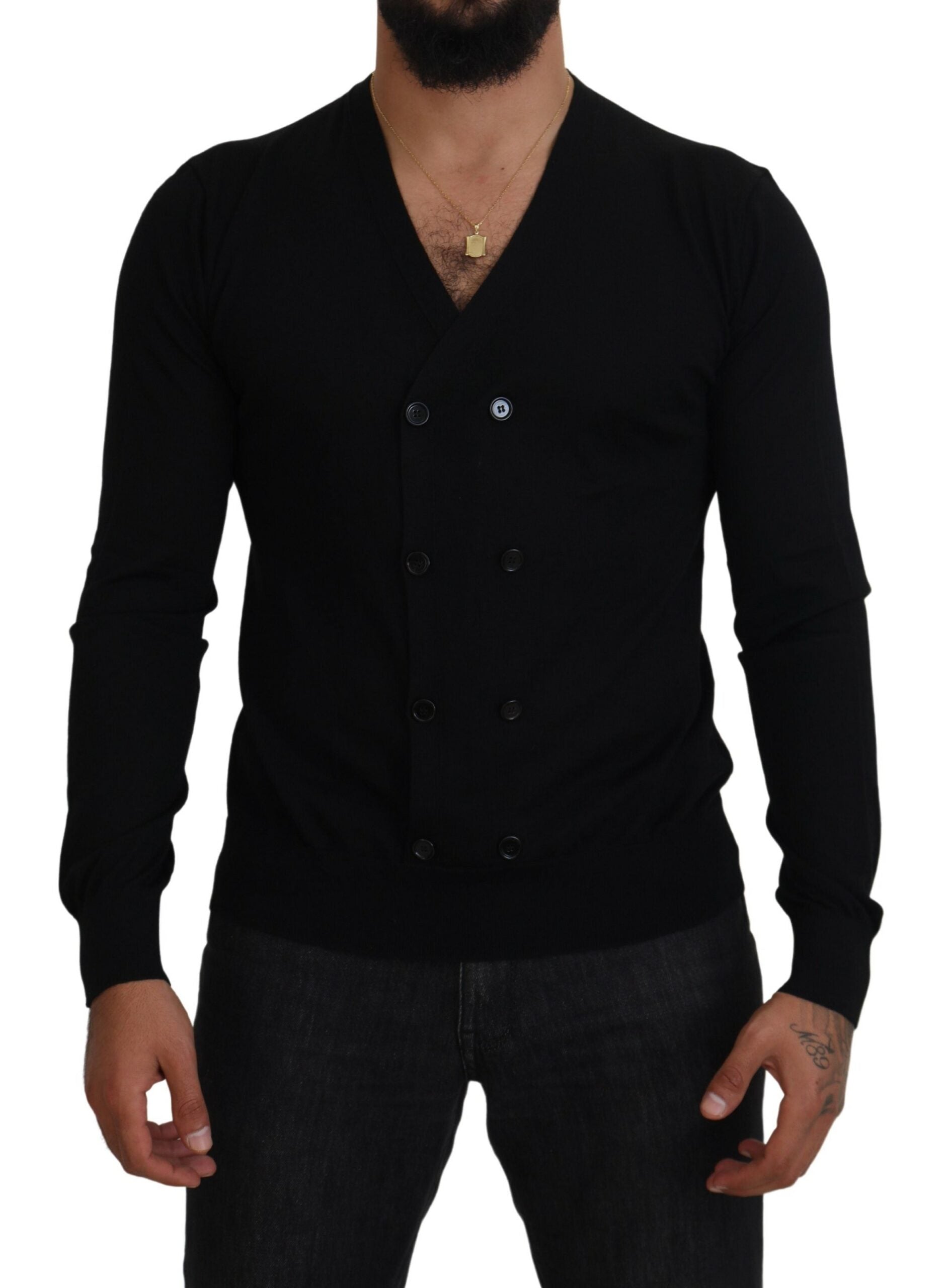 Cashmere Button-Down Cardigan — Black