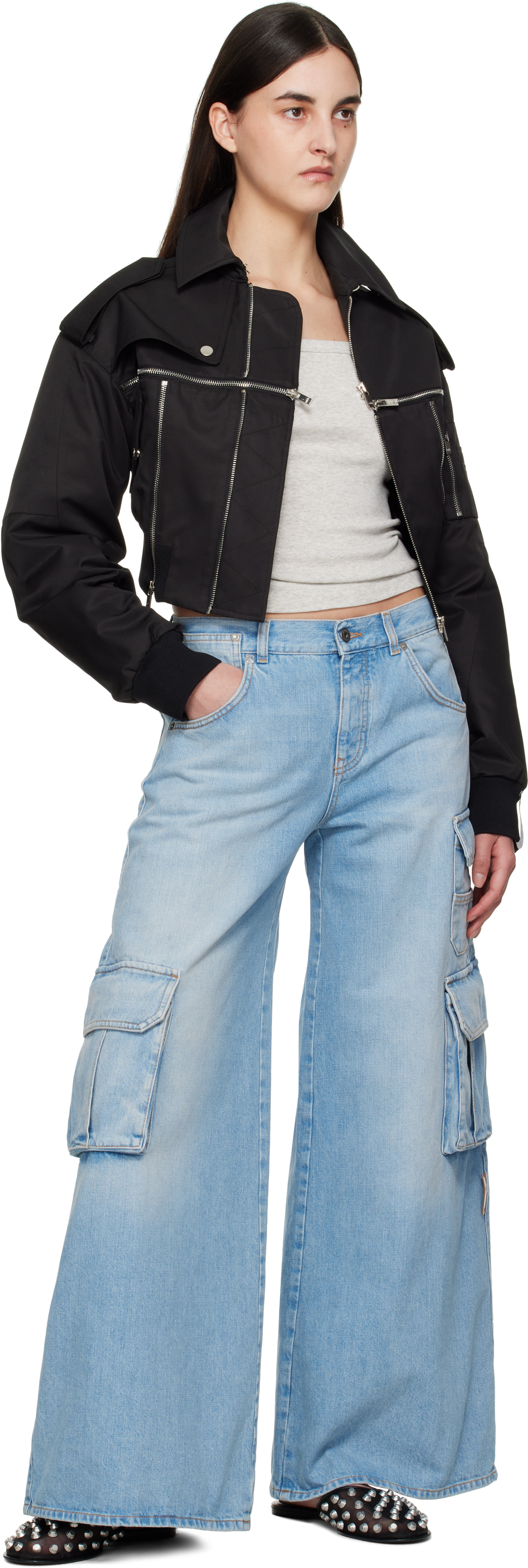 Off-White Blue Wide-Leg Denim Jeans