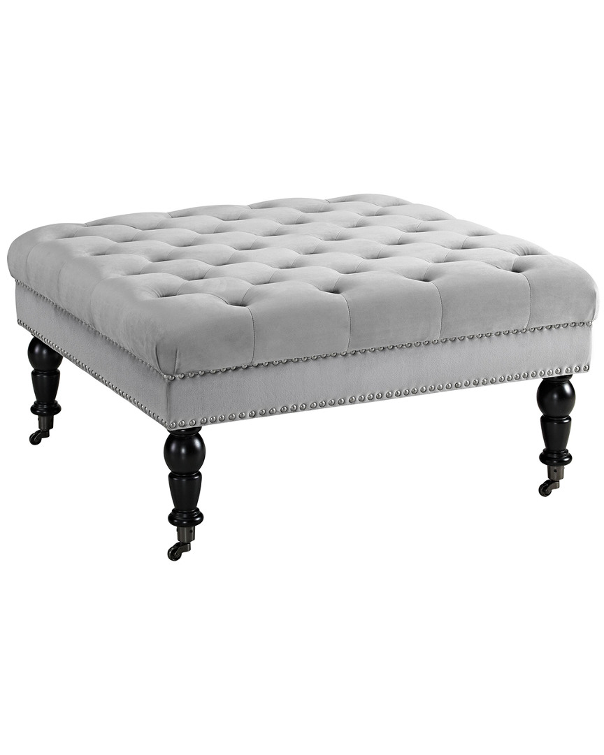 Tess Gray Velvet Square Ottoman