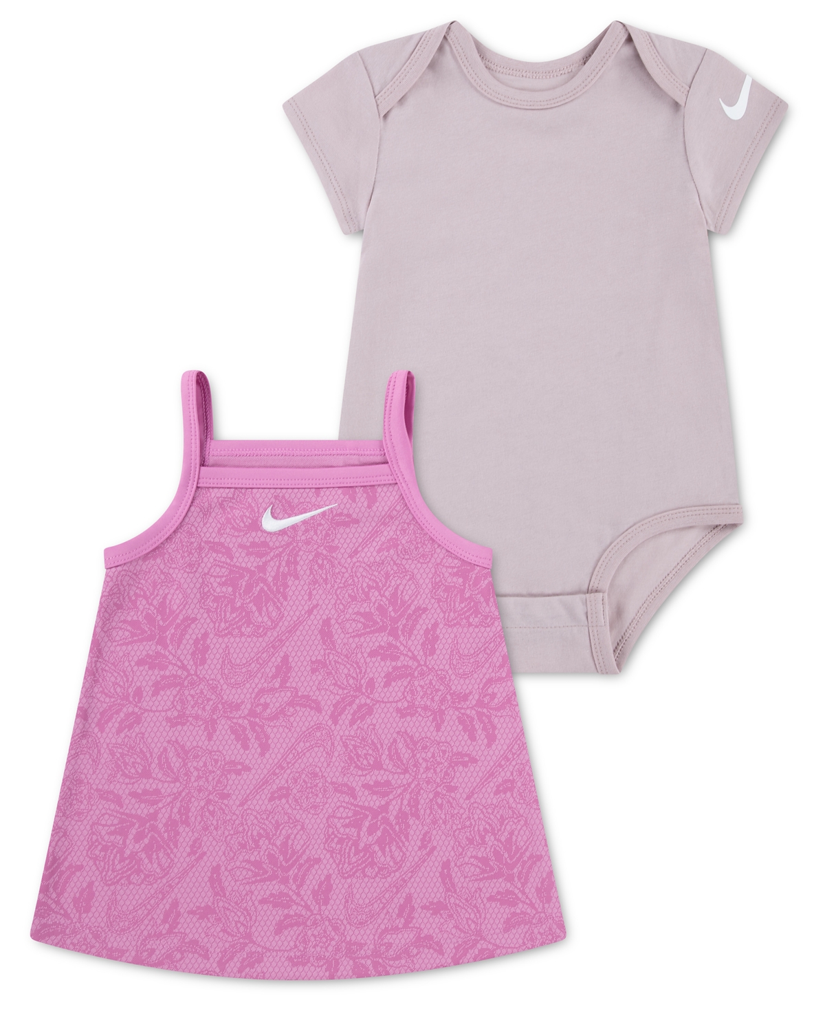 Baby Girls' Short-Sleeve Bodysuit and Dress, 2-Piece Set - Purple/Pink
