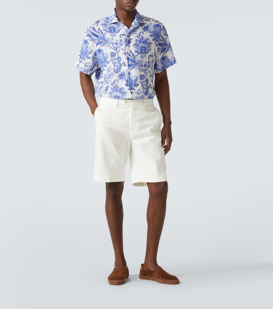 Printed linen bowling shirt