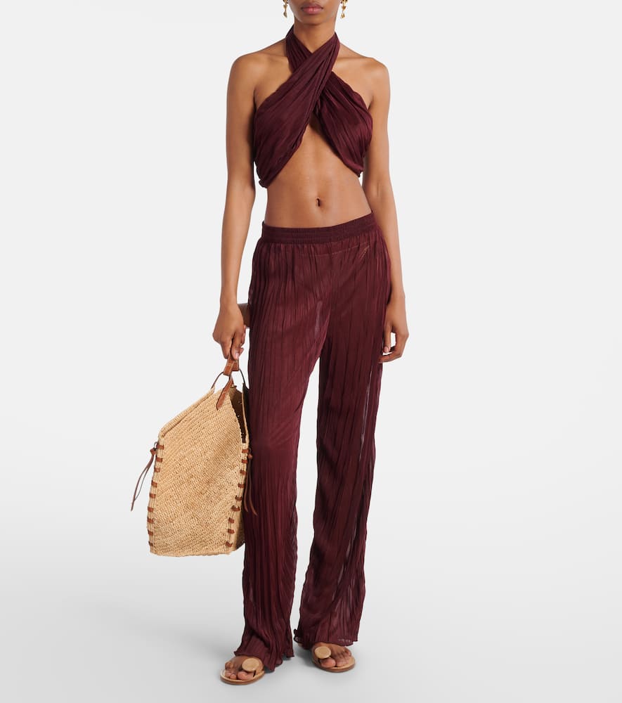 Amaya sheer wide-leg pants