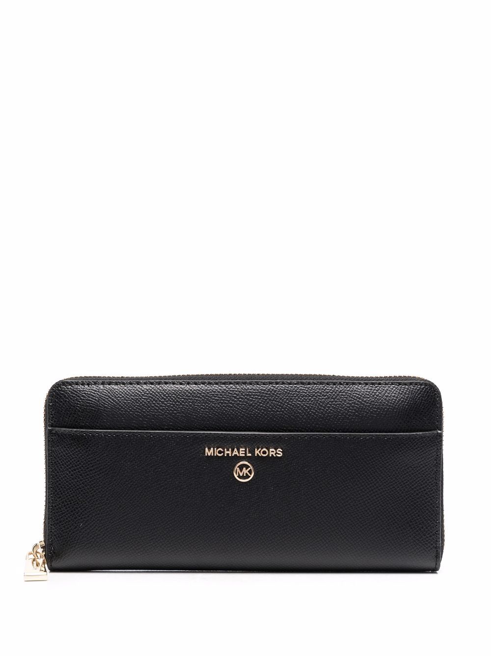 Logo-plaque zip-up wallet - Black