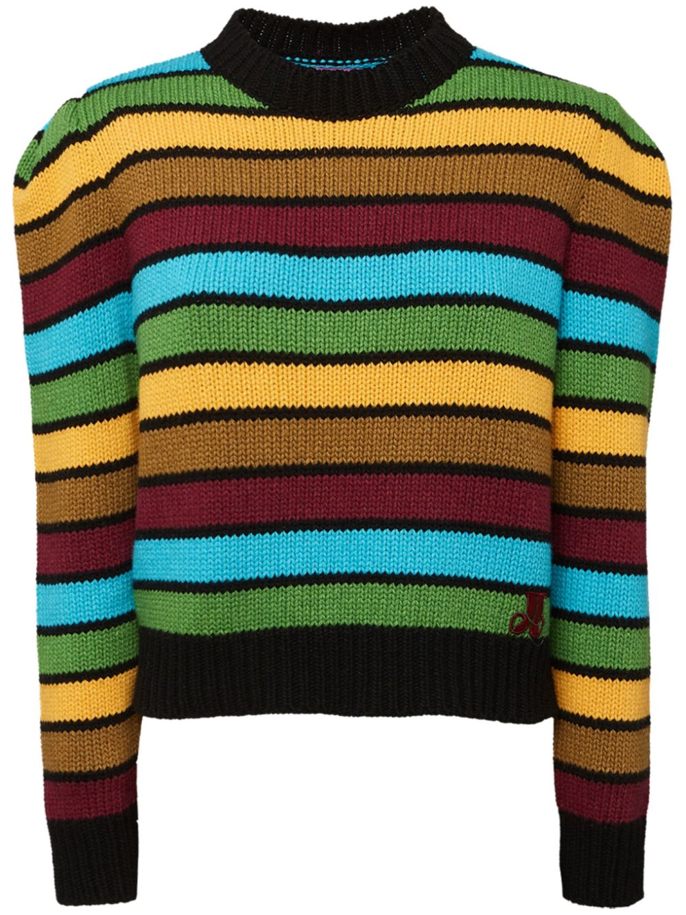 Stripe-pattern knitted jumper - Green