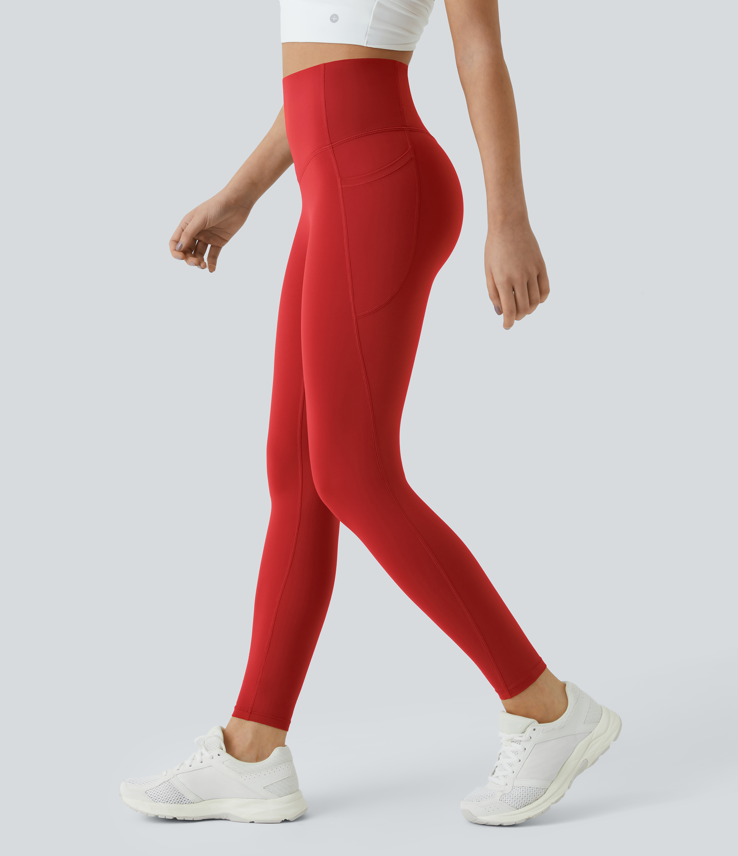 UltraSculpt™ SoCinched High Waisted Tummy Control Pocket Shaping Training Leggings  - Aura Orange
