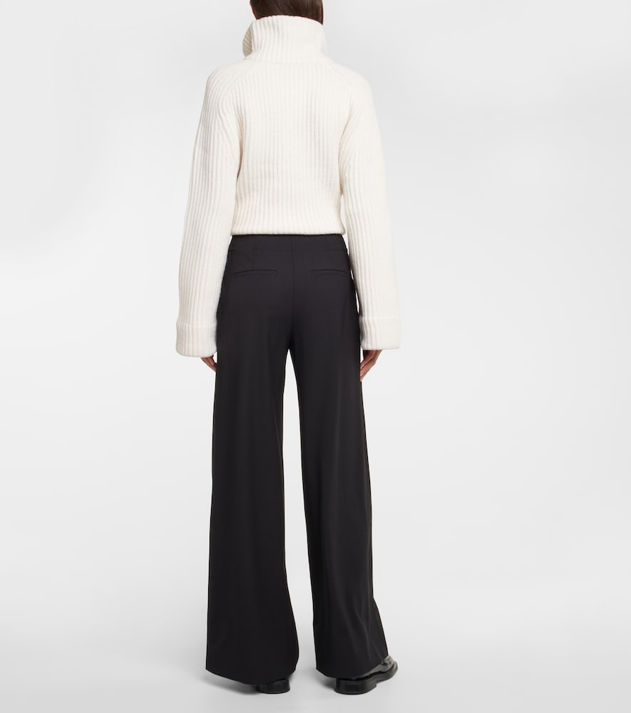 High-rise wide-leg wool-blend pants