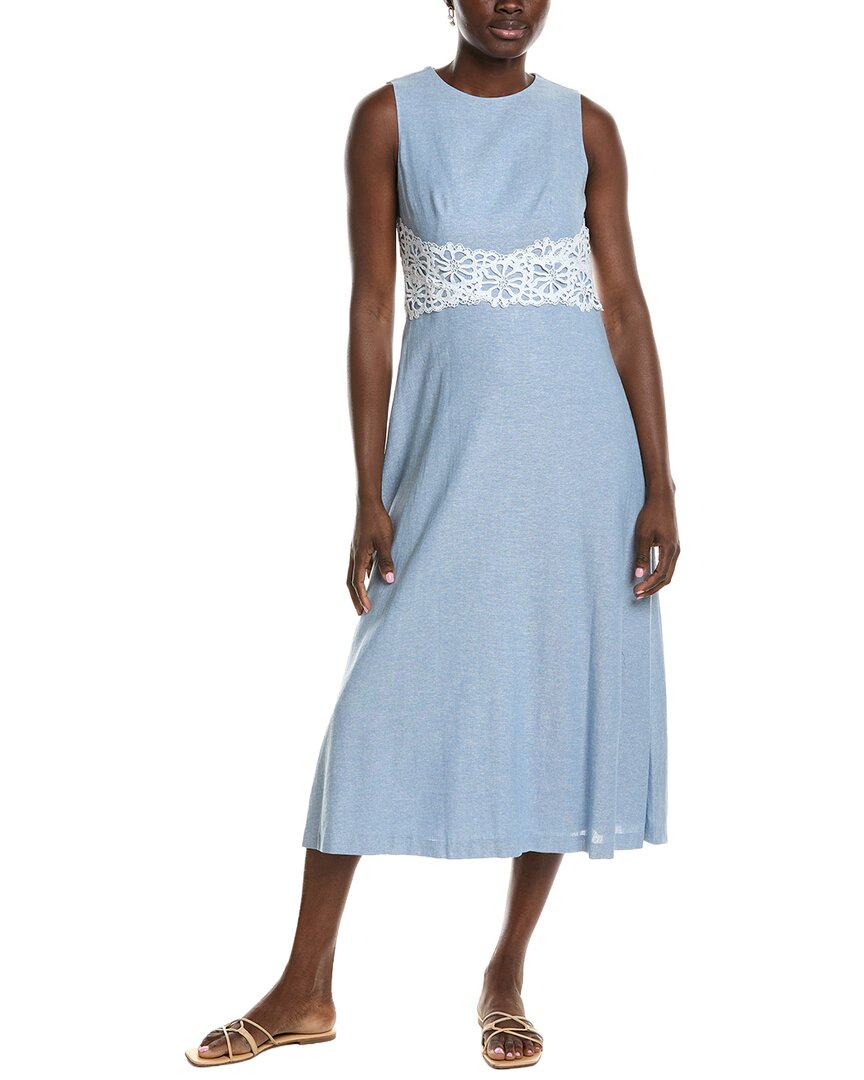 Linen-Blend Midi Dress