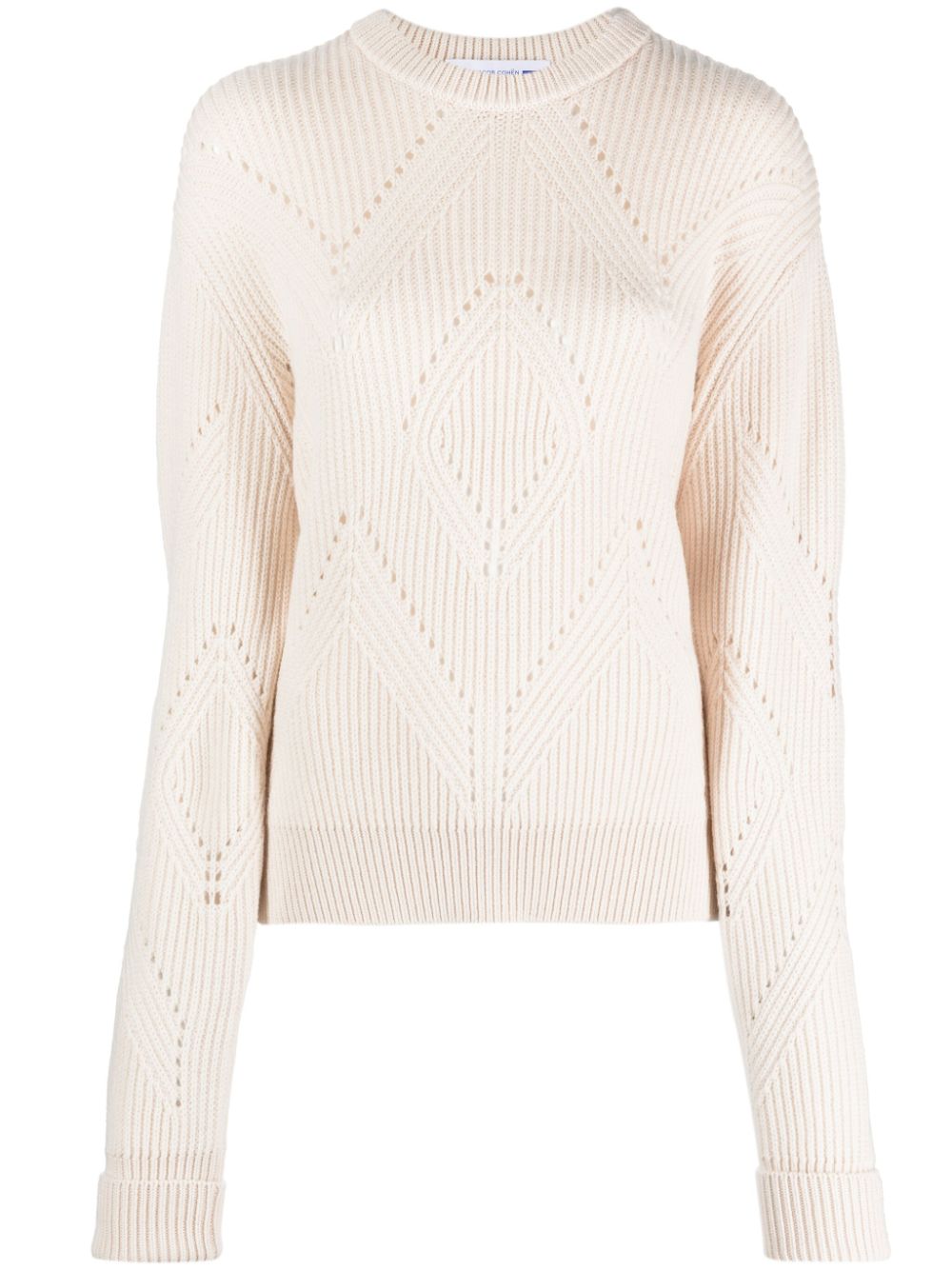 Chunky-knit virgin wool blend jumper - Neutrals