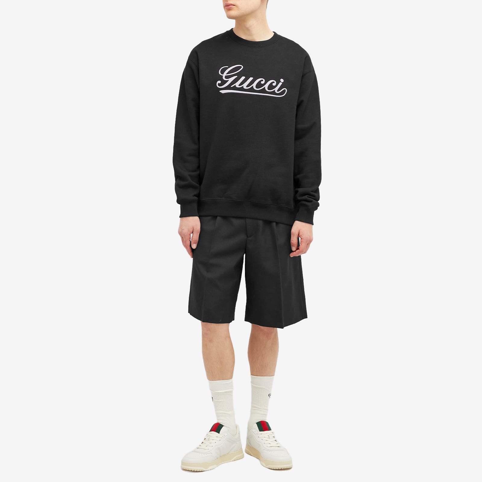Men's Script Logo Crew Neck Sweatshirt in Black