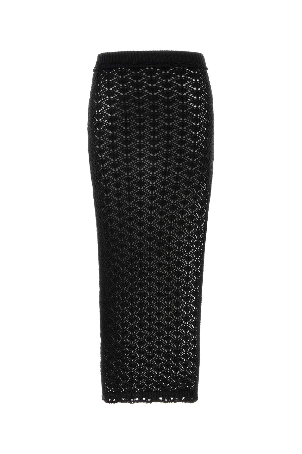 Openwork Knit Skirt — Black