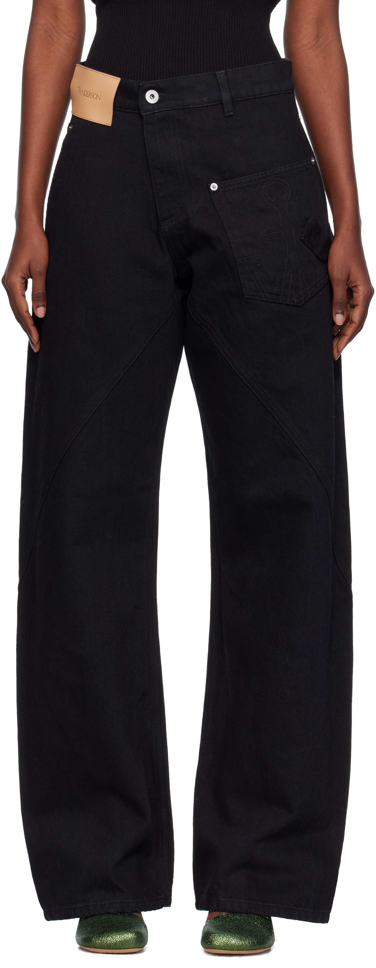 Black Twisted Workwear Jeans