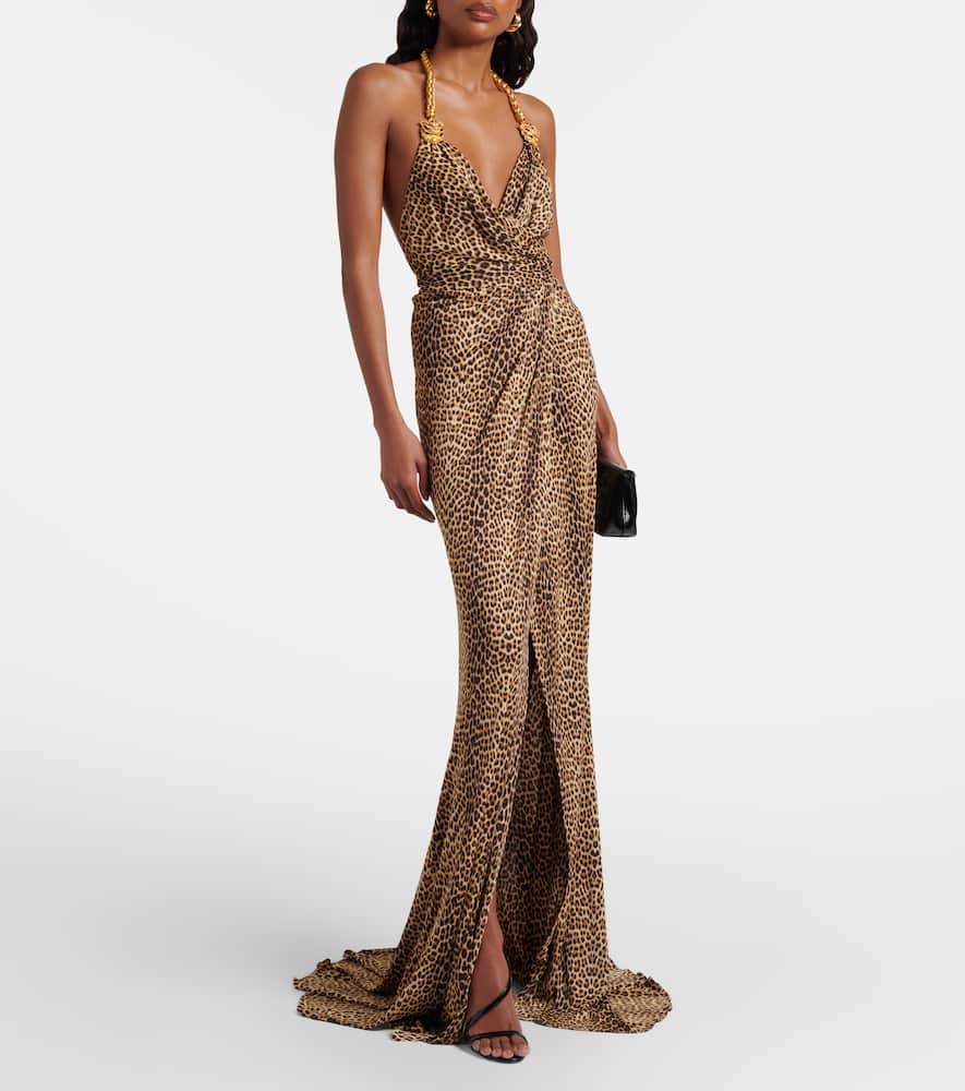 Embellished open-back gown
