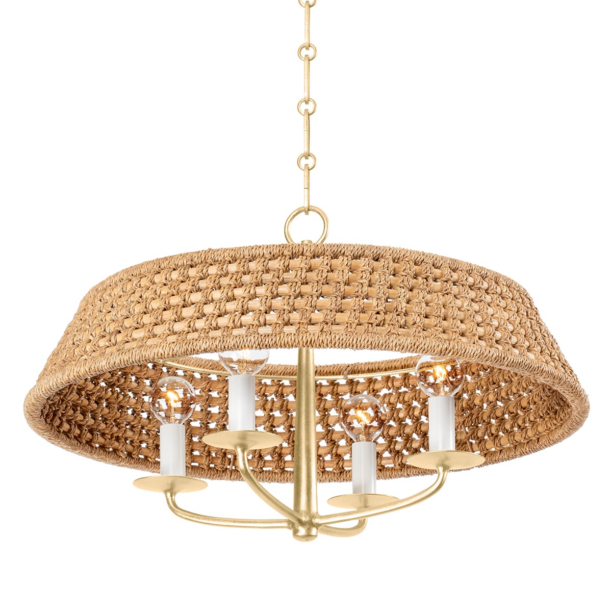 Vintage Gold Leaf Four Light Chandelier from the Bradley Collection