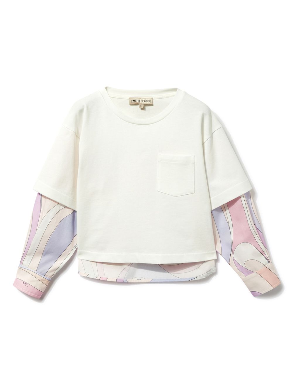 Marmo-print layered blouse - White