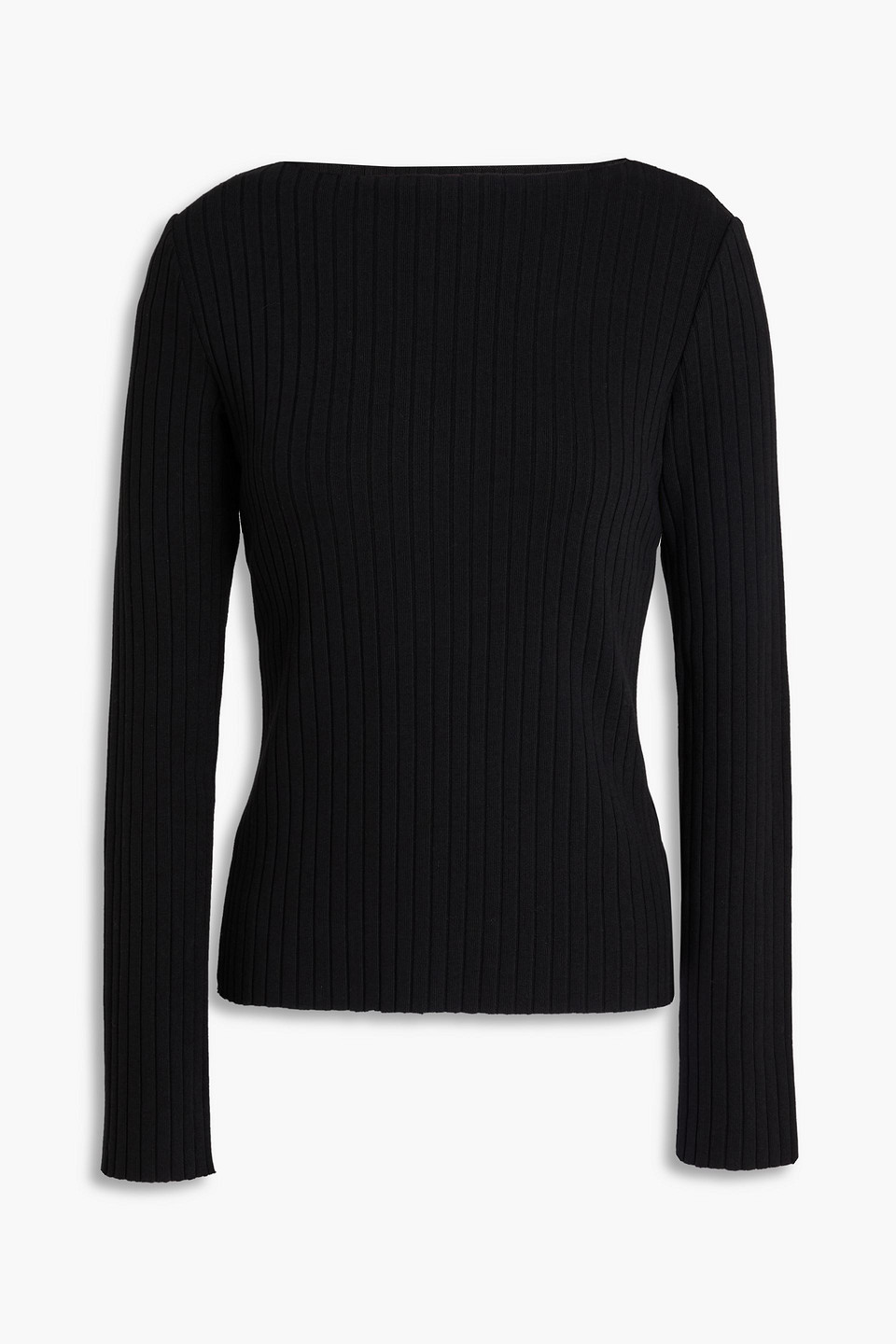 Ribbed cotton-blend jersey top - Black - L