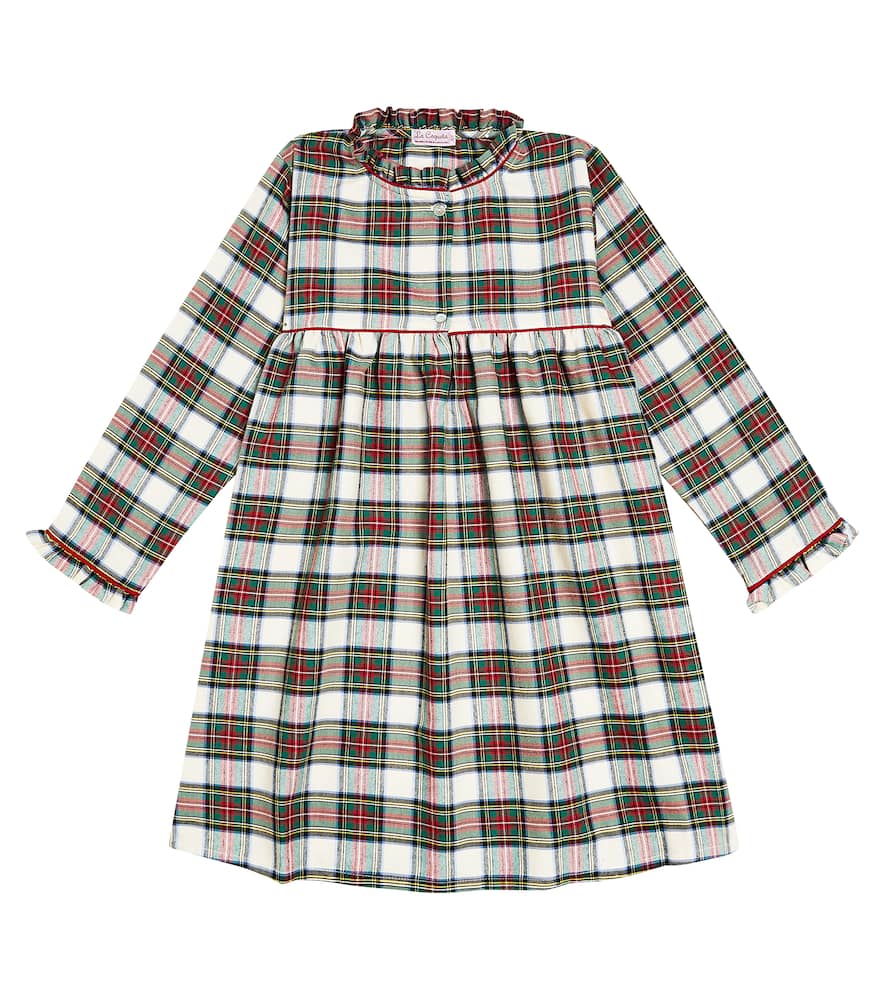 Checked cotton-blend pajama dress