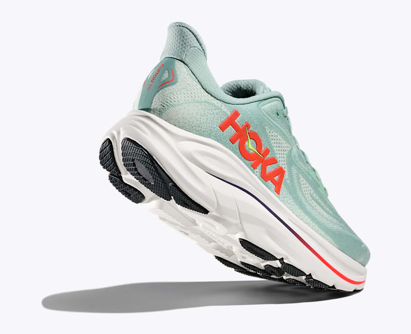 HOKA Men's Clifton 10 Shoes in Sage/Neon Flame