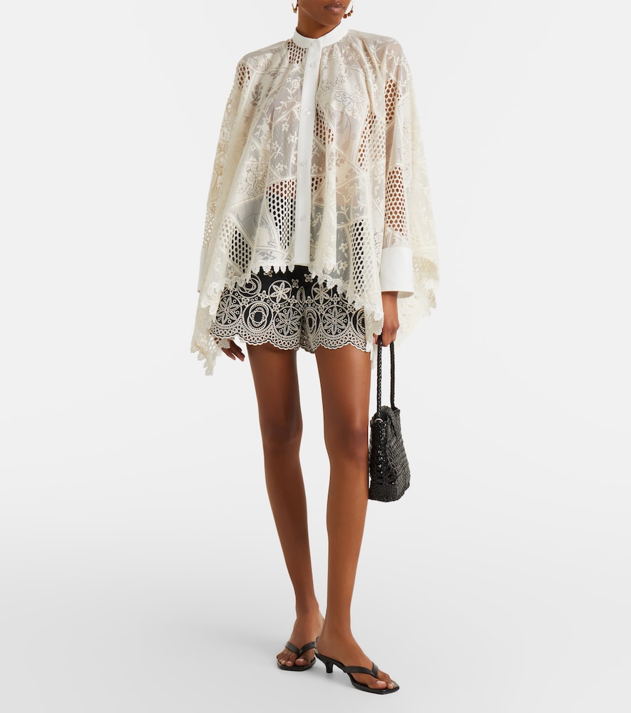 Foulard cotton-blend lace shirt