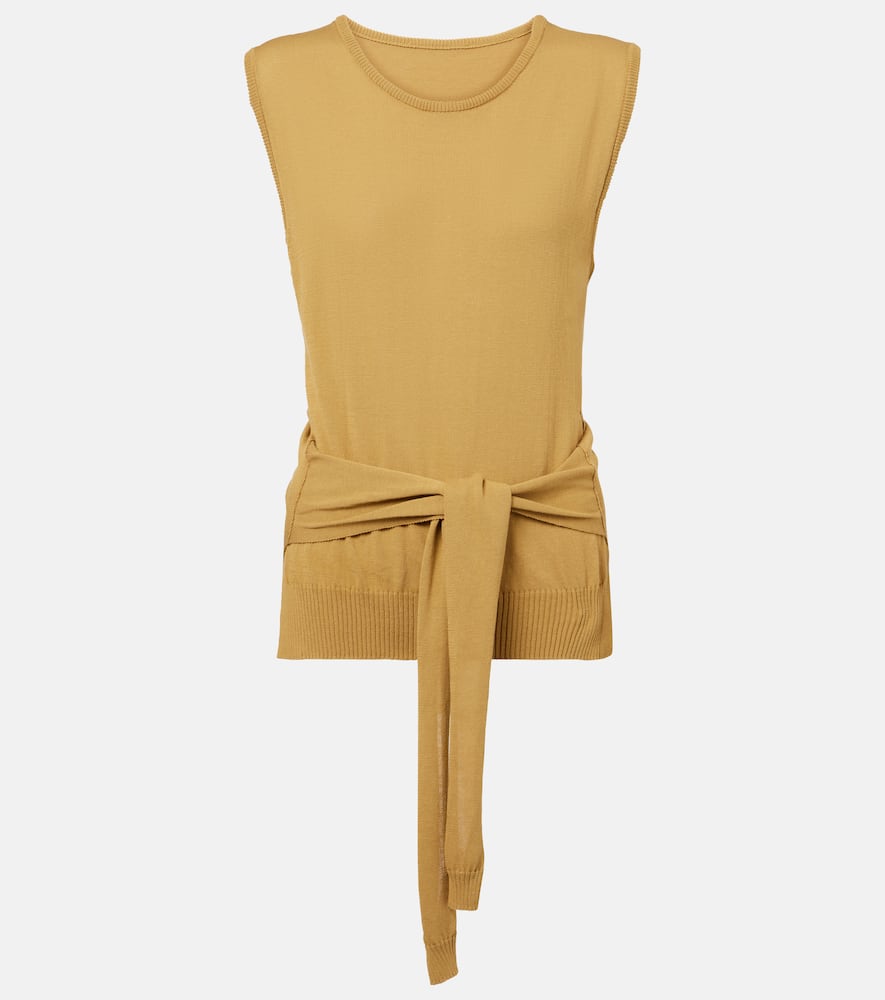 Knitted tie-detail cotton top
